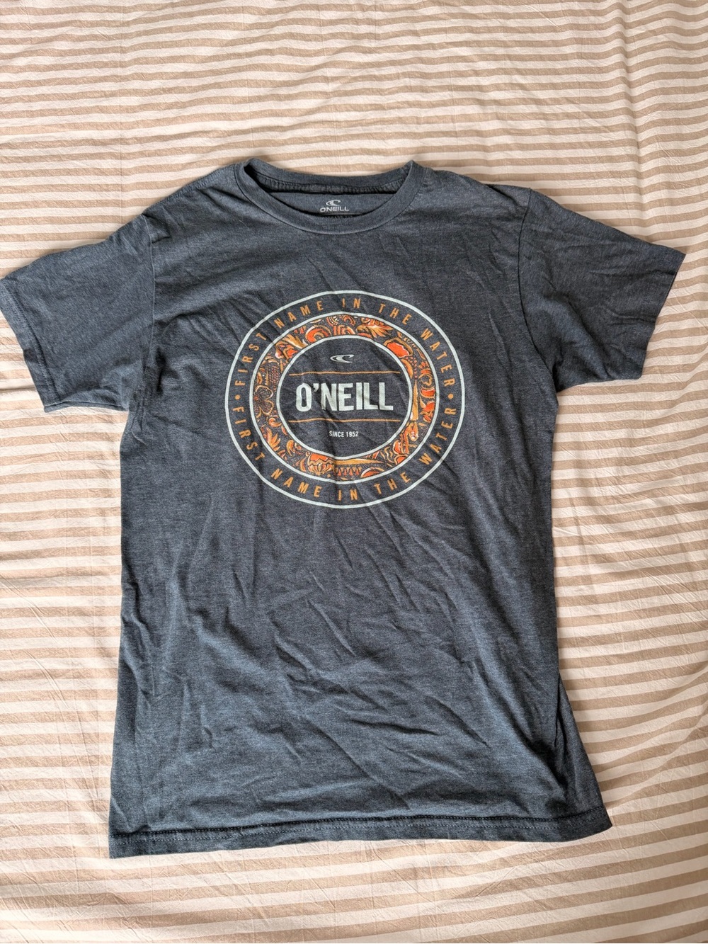 O'Neill Charcoal Short-Sleeve Tee with Orange Graphic